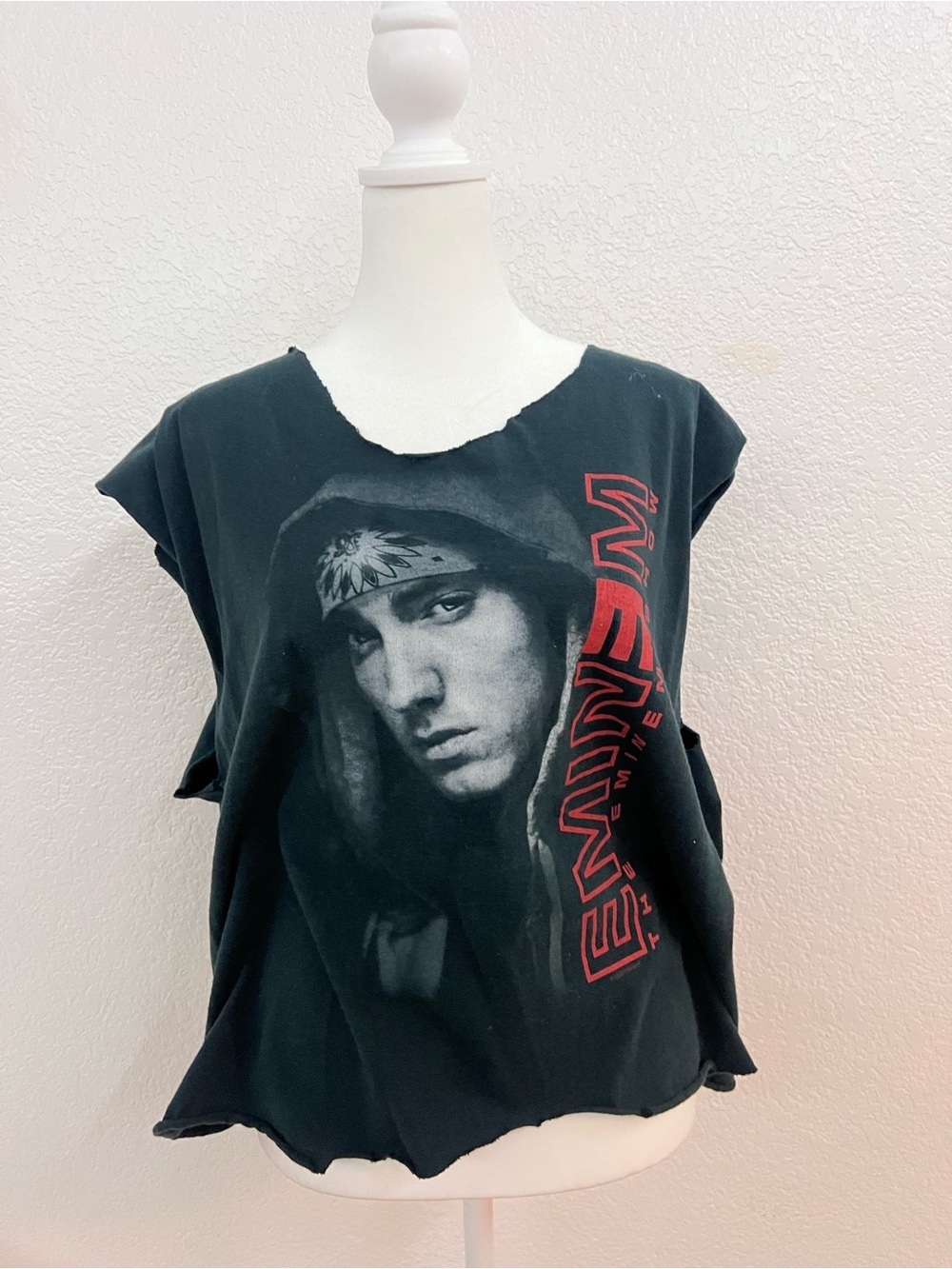 Vintage Eminem The Eminem Show 2002 Tour Graphic Cutoff T-Shirt Black Size XL